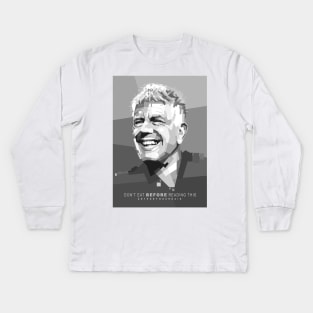 Chef Smile in Grayscale Kids Long Sleeve T-Shirt